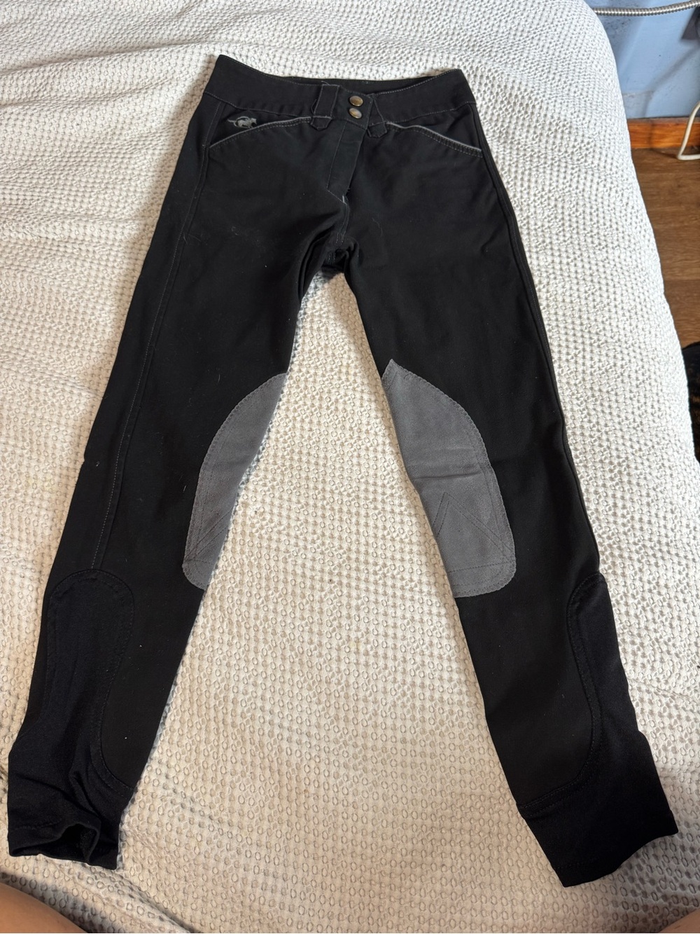 Piper Black Kids Riding Breeches with Gray Knee Patches